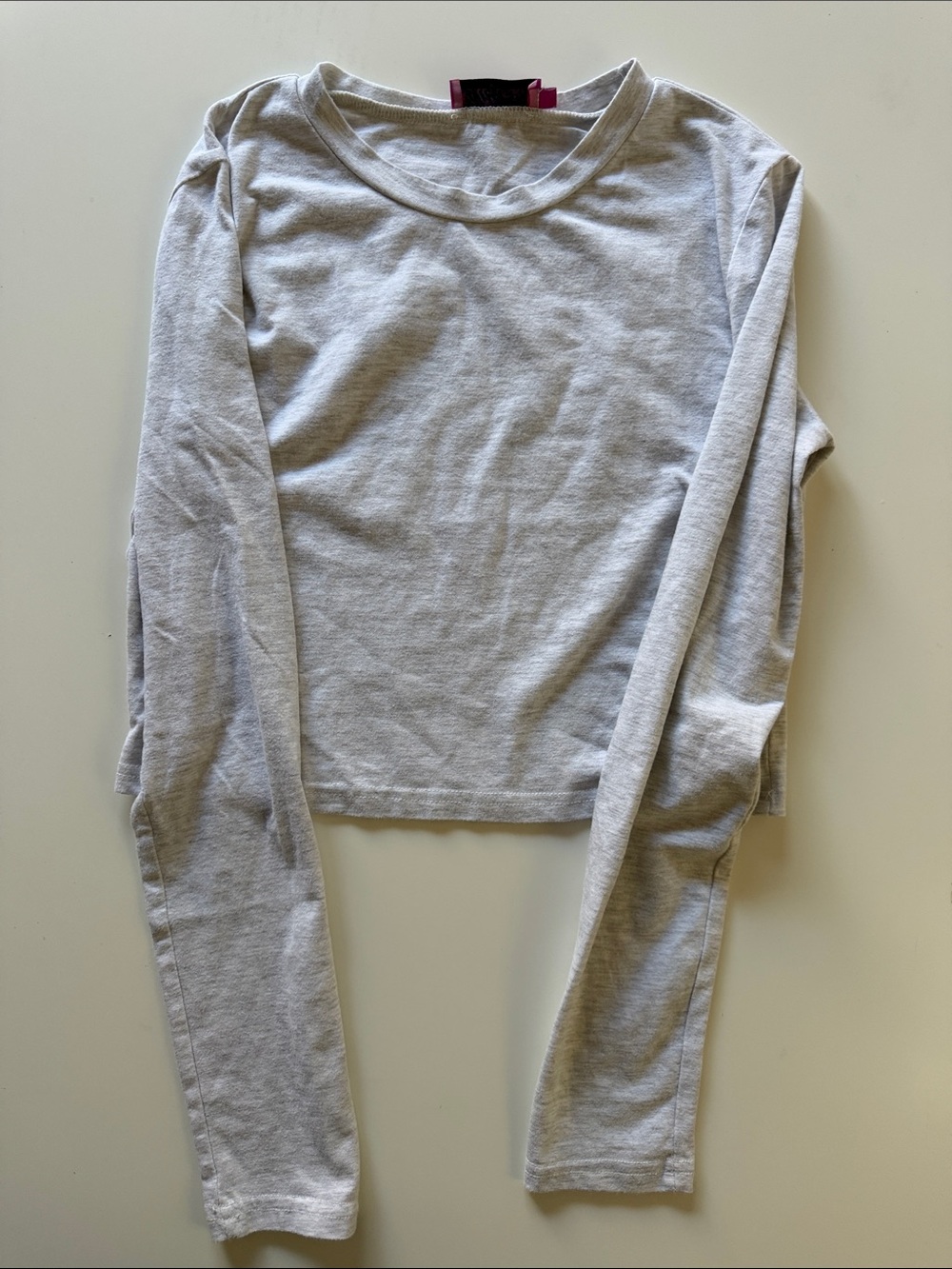 Edikted Light Heather Gray Long Sleeve Crop Top